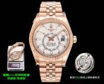 AR Factory Rolex Sky-Dweller 42mm 9002 Movement White Face Rose Gold Jubilee Band Watch